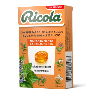 RICOLA CARAMELOS SIN AZUCAR SABOR NARANJA MENTA 50 G