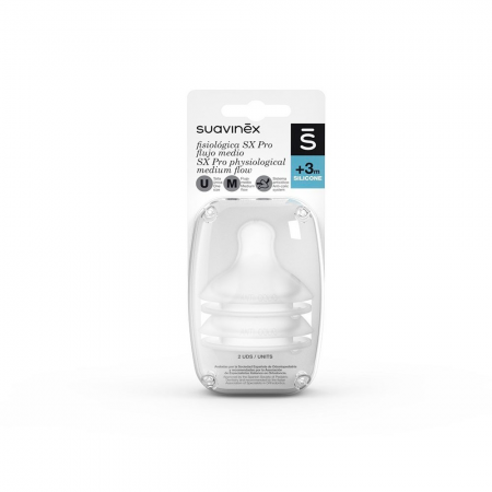 SUAVINEX TETINA SILICONA FISIOLOGICA SX PRO FLUJO M 2 UNIDADES