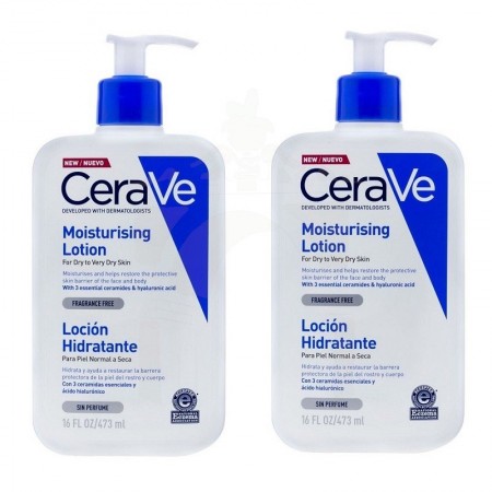 CERAVE DUPLO LOCION HIDRATANTE PARA PIEL SECA CARA Y CUERPO 2 X 473 ML