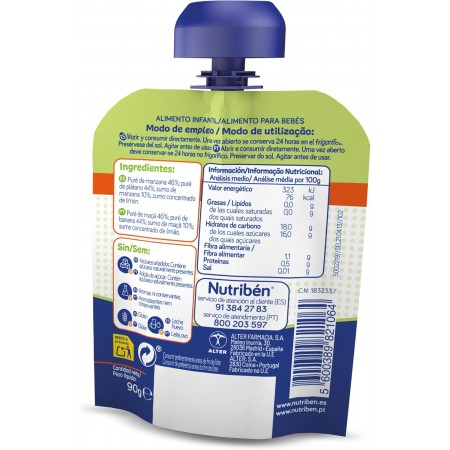 NUTRIBEN FRUTA & GO MANZANA PLATANO 90 G