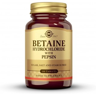 SOLGAR BETAINE CLORHIDRATO CON PEPSINA 100 COMPRIMIDOS