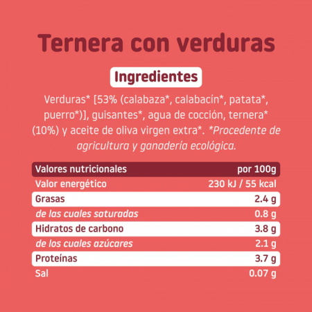 SMILEAT SABOR TERNERA CON VERDURAS POTITO ECOLOGICO 230G