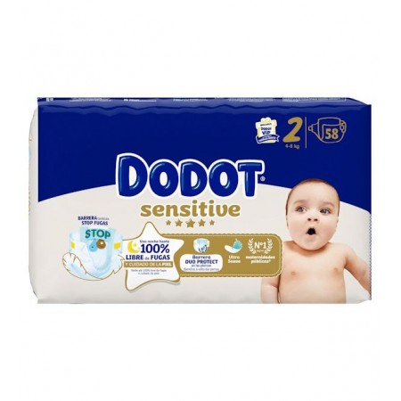 DODOT SENSITIVE PAÑAL INFANTIL TALLA 2 4-8 KG 58 UNIDADES