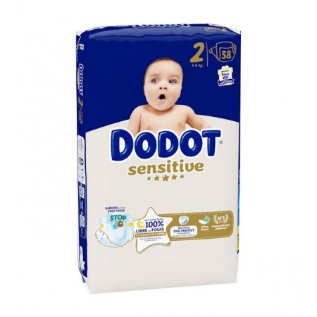 DODOT SENSITIVE PAÑAL INFANTIL TALLA 2 4-8 KG 58 UNIDADES