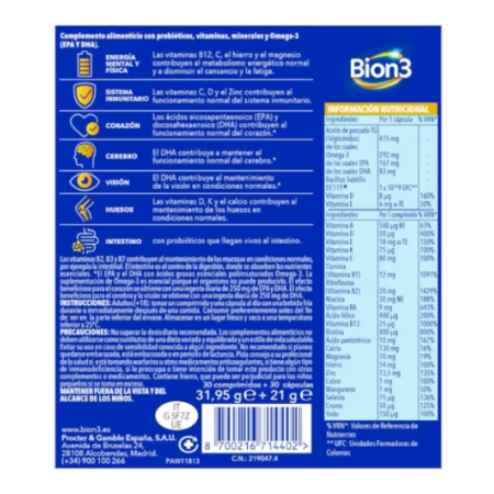 BION3 MULTI & OMEGA-3 30 COMPRIMIDOS + 30 CAPSULAS