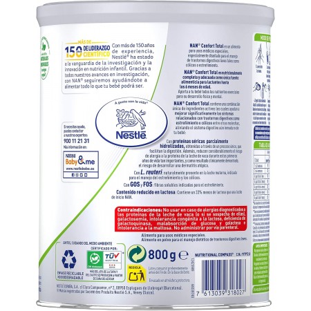 NAN EXPERT PRO CONFORT 1 TOTAL LECHE EN POLVO 800 GRAMOS