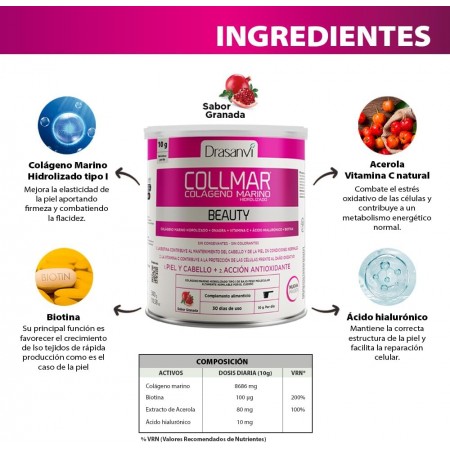 DRASANVI BEAUTY COLAGENO MARINO SABOR GRANADA EN POLVO 275G