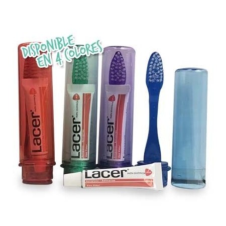 LACER SET DE VIAJE: CEPILLO DENTAL ADULTO COMPACTO + MINI PASTA DENTAL