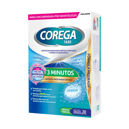 COREGA LIMPIEZA PROTESIS BLANQUEADOR 30 TABLETAS SABOR MENTA FRESCA