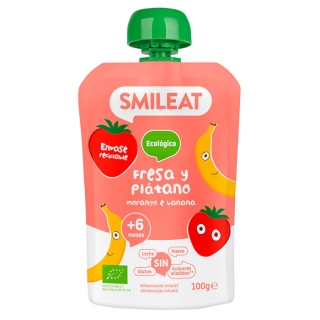 SMILEAT POUCH ECO DE SABOR FRESA Y PLATANO 100G
