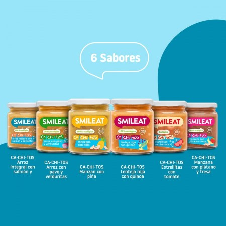 SMILEAT TARRITO CACHITOS DE ARROZ INTEGRAL CON SALMON Y GUISANTES 230G