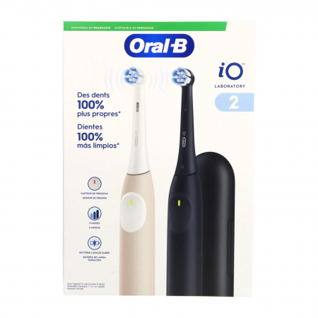 ORAL B PACK CEPILLOS ELECTRICOS DE DIENTES IO2: CEPILLO IO2 NEGRO + CEPILLO IO2 MARRON