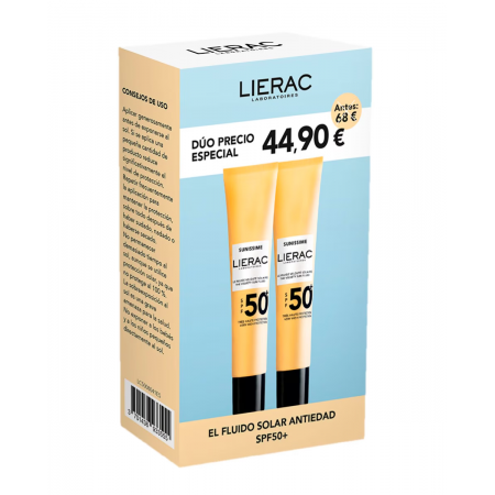 LIERAC SUNISSIME DUPLO FLUIDO SOLAR ATERCIOPELADO ANTIEDAD SPF50 2 X 40ML