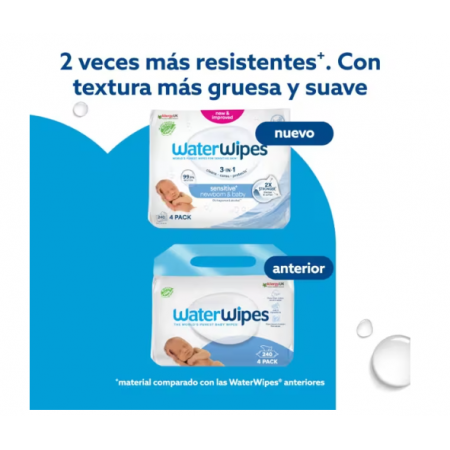 WATERWIPES TOALLITAS BEBE PACK AHORRO 4 X 60 TOALLITAS