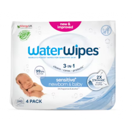WATERWIPES TOALLITAS BEBE PACK AHORRO 4 X 60 TOALLITAS