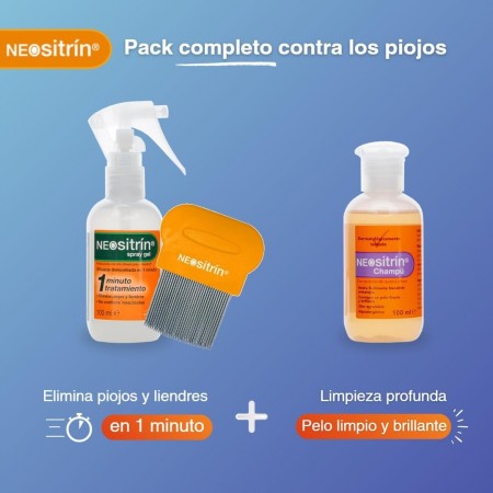 NEOSITRIN PACK ELIMINA SPRAY GEL 60ML + PROTECT ACONDICIONADOR 100ML + REGALO CHAMPÚ 100 ML Y LENDRERA