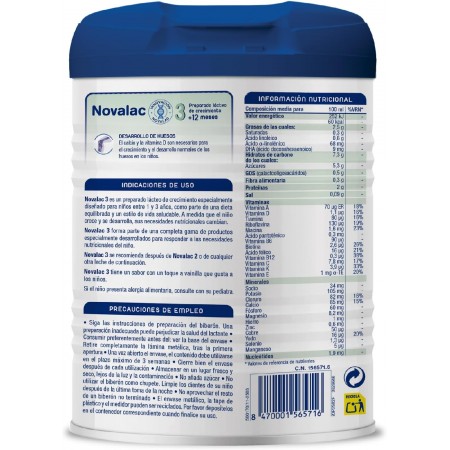 NOVALAC 3 LECHE DE CRECIMIENTO EN POLVO 800 G