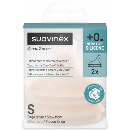 SUAVINEX TETINA ZERO ZERO ANTICOLICO SILICONA FLUJO LENTO S +0 MESES 2 TETINAS
