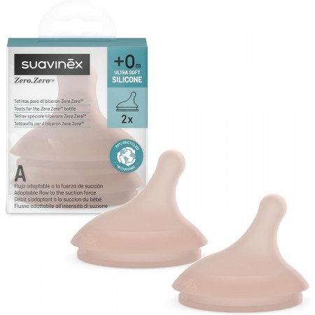 SUAVINEX TETINA ZERO ZERO ANTICOLICO SILICONA FLUJO ADAPTABLE S +0 MESES 2 TETINAS