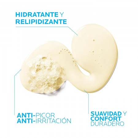 Propiedades del aceite de ducha Lipikar con acción anti-picor, anti-irritación y confort duradero
