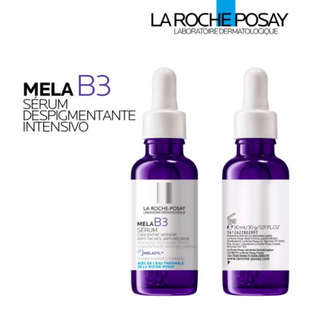 LA ROCHE POSAY PACK ANTIMANCHAS: MELA B3 SERUM 30ML + MELA B3 CREMA 40ML + REGALO NECESER MORADO
