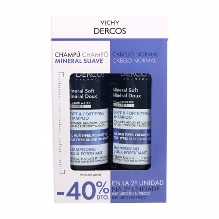 DERCOS DUPLO 2ª UD 40% CHAMPU MINERAL SUAVE 2 X 400ML