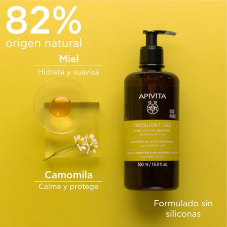APIVITA CHAMPU DE USO FRECUENTE DIARIO DE CAMOMILA Y MIEL 500ML