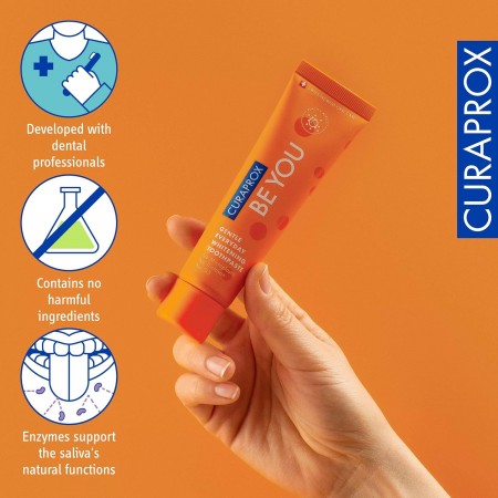 BE YOU CURAPROX PASTA DE DIENTES BLANQUEADORA SABOR PEACH + APRICOT 60 ML