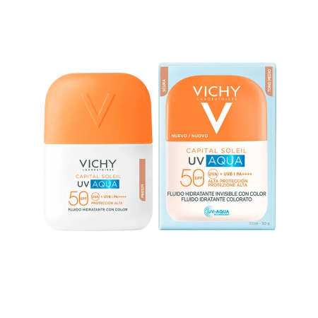 VICHY CAPITAL SOLEIL UV AQUA FLUIDO HIDRATANTE SPF50 CON COLOR TONO MEDIO 50ML
