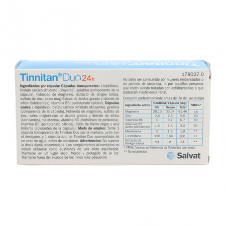 TINNITAN DUO 24 H 30 CAPSULAS BLANCAS +30 CAPSULAS AZULES