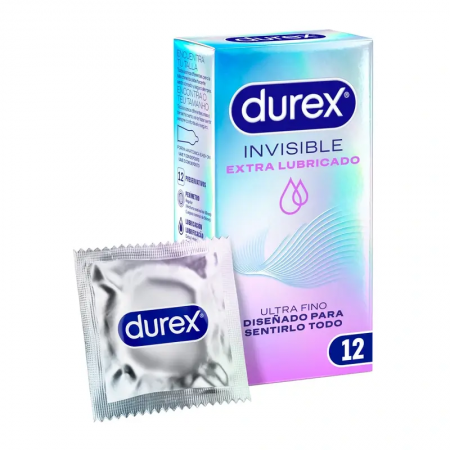DUREX INVISIBLE EXTRA LUBRICADO 12 PRESERVATIVOS