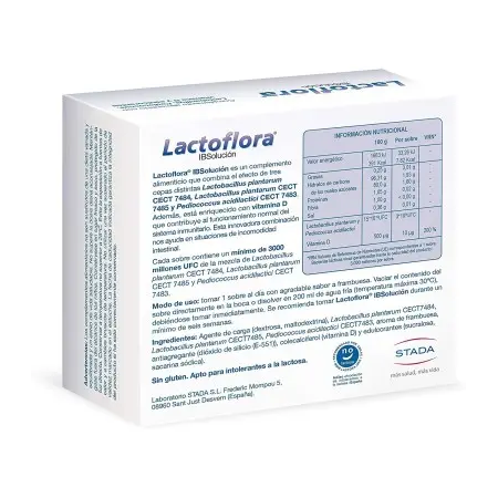 LACTOFLORA IBSOLUCION PROBIOTICOS + VITAMINA D3 SABOR FRAMBUESA 28 SOBRES