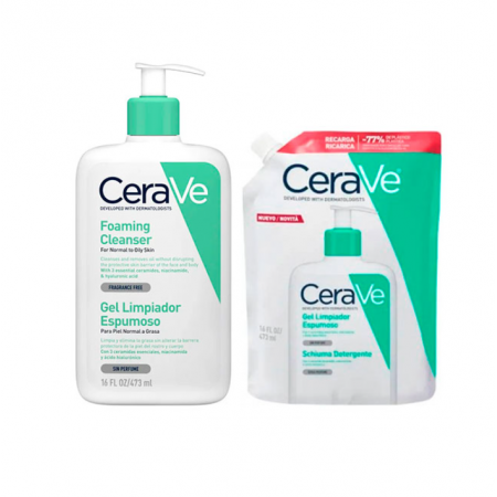 CERAVE PACK GEL LIMPIADOR ESPUMOSO 473 ML + RECARGA GEL LIMPIADOR ESPUMOSO 473ML