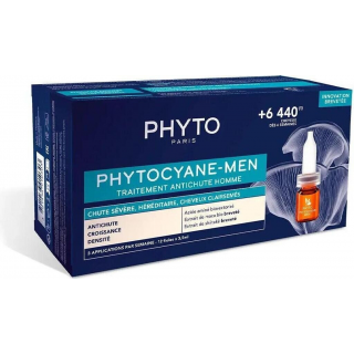 PHYTO PHYTOCYANE MEN TRATAMIENTO ANTICAIDA SEVERA HOMBRE 12 AMPOLLAS 3.5 ML (2 MESES)