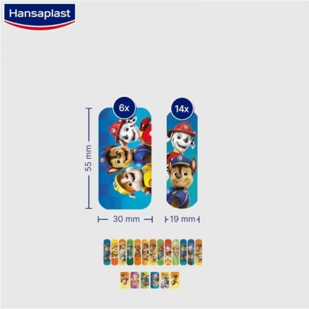 HANSAPLAST APOSITO ADHESIVO PAW PATROL 2 TAMAÑOS PATRULLA CANINA 20 TIRITAS