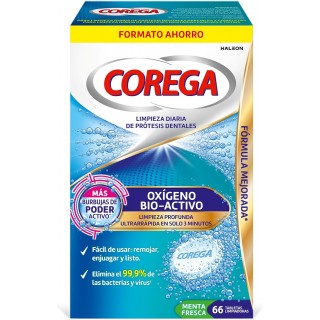 COREGA LIMPIEZA DE PROTESIS OXIGENO ACTIVO MENTA FRESCA 66 TABLETAS LIMPIADORAS