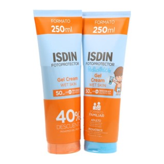 ISDIN FOTOPROTECTOR DUPLO FAMILIAR: GELCREMA FPS50 ADULTO 250 ML + PEDIATRIC FPS50 GELCREMA 250ML
