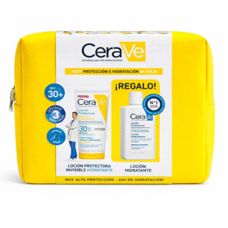 CERAVE PACK VIAJE LOCION PROTECTORA SPF50+ 75ML + LOCIÓN HIDRATANTE 88ML + REGALO NECESER