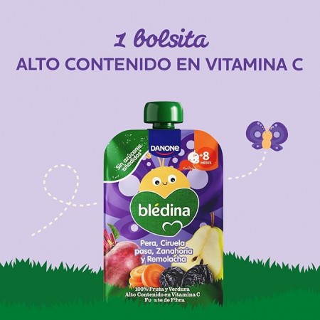 DANONE BLEDINA POUCH PERA, CIRUELA PASA, ZANAHORIA Y REMOLACHA 100 G