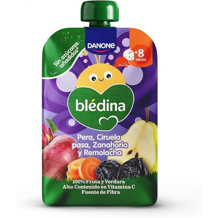 DANONE BLEDINA POUCH PERA, CIRUELA PASA, ZANAHORIA Y REMOLACHA 100 G