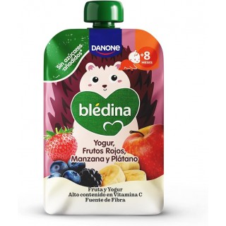 BLEDINA POUCH YOGUR FRUTOS ROJOS MANZANA Y PLATANO 1 POUCH 100 G
