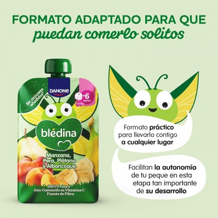 DANONE BLEDINA POUCH DE MANZANA PERA PLATANO Y ALBARICOQUE 100 G