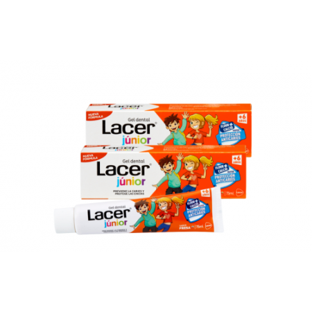 LACER JUNIOR DUPLO GEL DENTIFRICO SABOR A FRESA 2 X 75 ML