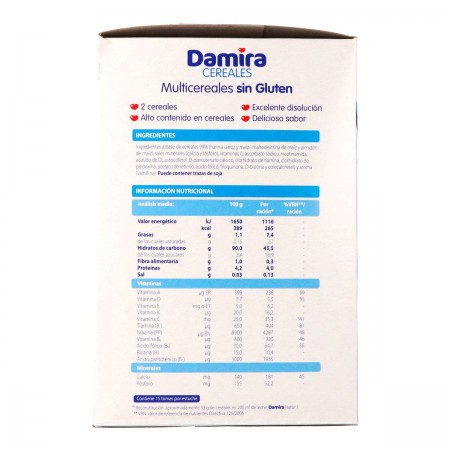 DAMIRA PAPILLA MULTICEREALES SIN GLUTEN 600 G