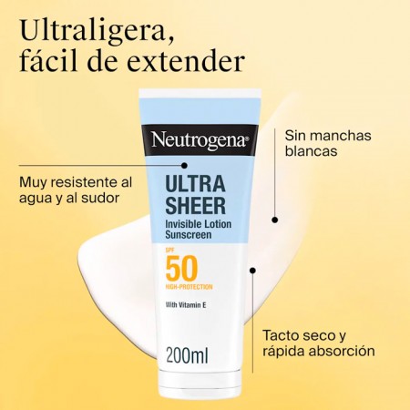 NEUTROGENA ULTRA SHEER PROTECCION SOLAR SPF50 LOCION INVISIBLE 200 ML