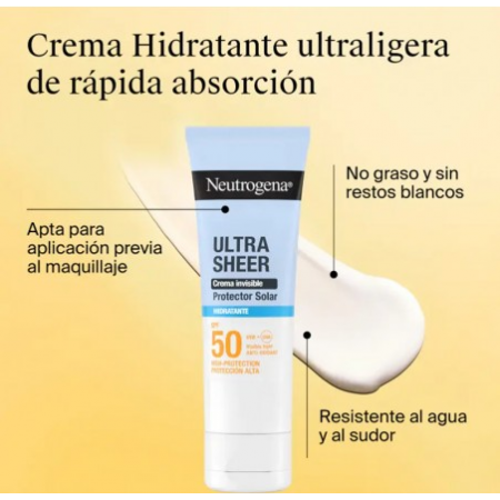 NEUTROGENA ULTRA SHEER CREMA INVISIBLE SPF50 HIDRATANTE 50ML