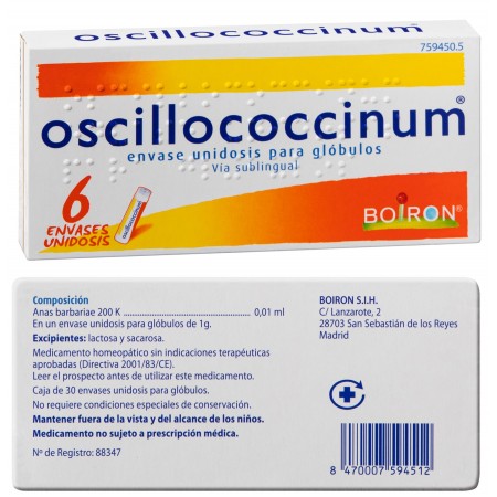OSCILLOCOCCINUM BOIRON 6 UNIDOSIS
