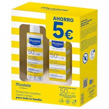MUSTELA PACK PROTECCION SOLAR: LECHE SOLAR SPF50+ 40 ML+ SPRAY CORPORAL 200 ML