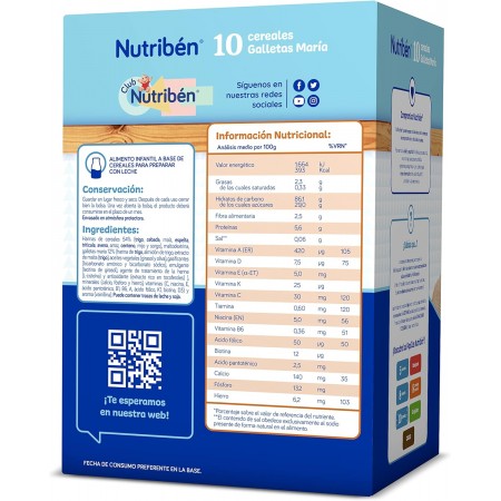 NUTRIBEN 10 CEREALES CON GALLETAS MARIA 600 G