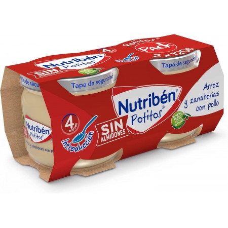 NUTRIBEN POTITOS ARROZ Y ZANAHORIAS CON POLLO 2 ENVASES 120 G